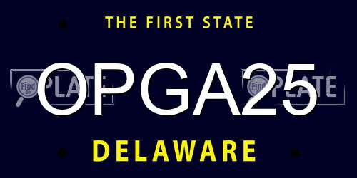 OPGA25 Delaware License Plate