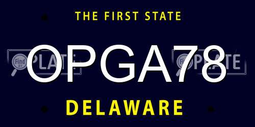 OPGA78 Delaware License Plate