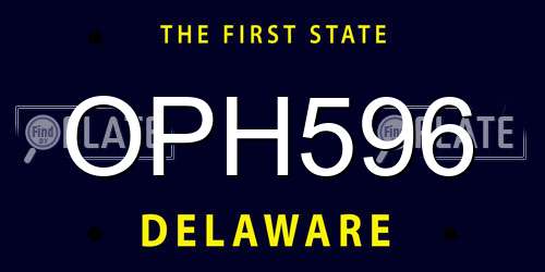 OPH596 Delaware License Plate
