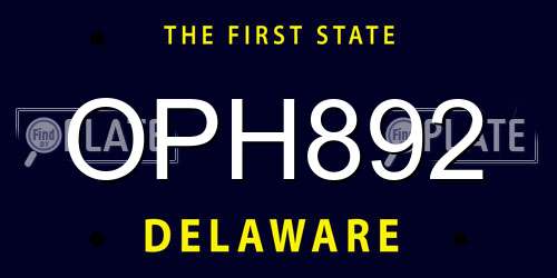 OPH892 Delaware License Plate