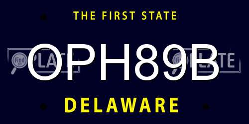OPH89B Delaware License Plate