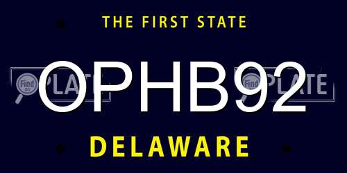 OPHB92 Delaware License Plate