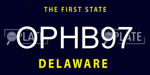 OPHB97 Delaware License Plate