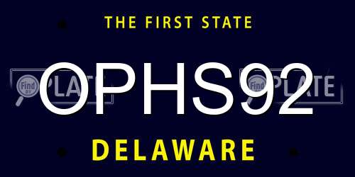 OPHS92 Delaware License Plate