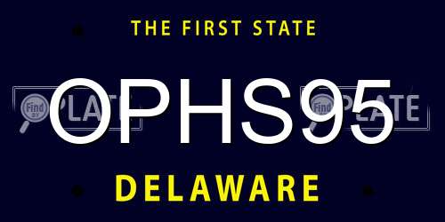 OPHS95 Delaware License Plate
