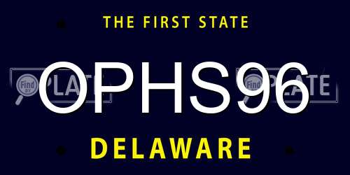 OPHS96 Delaware License Plate