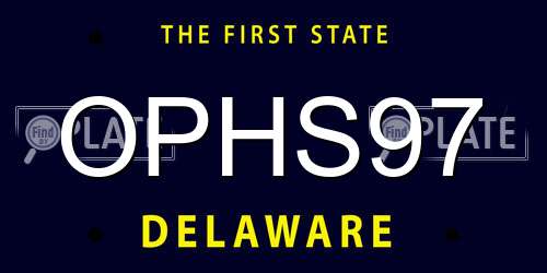 OPHS97 Delaware License Plate