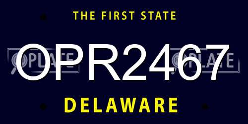 OPR2467 Delaware License Plate