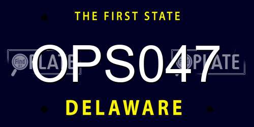 OPS047 Delaware License Plate