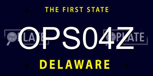 OPS04Z Delaware License Plate