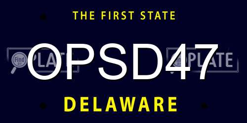 OPSD47 Delaware License Plate