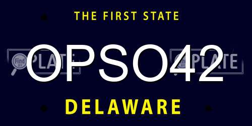 OPSO42 Delaware License Plate