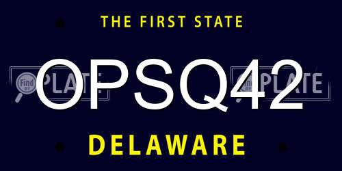 OPSQ42 Delaware License Plate