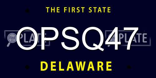 OPSQ47 Delaware License Plate