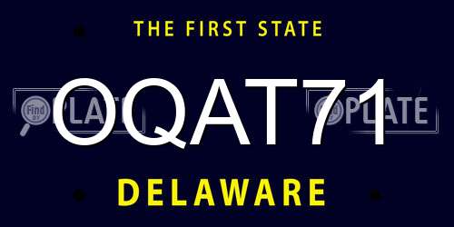 OQAT71 Delaware License Plate