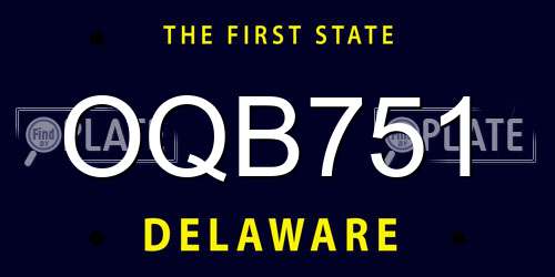 OQB751 Delaware License Plate