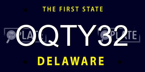 OQTY32 Delaware License Plate