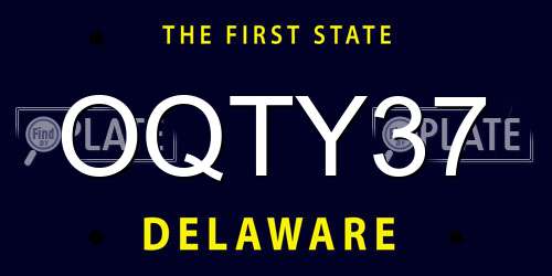 OQTY37 Delaware License Plate