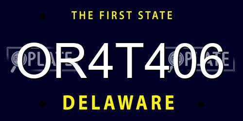 OR4T406 Delaware License Plate