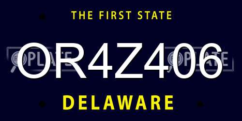 OR4Z406 Delaware License Plate