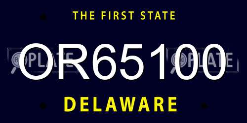 OR65100 Delaware License Plate