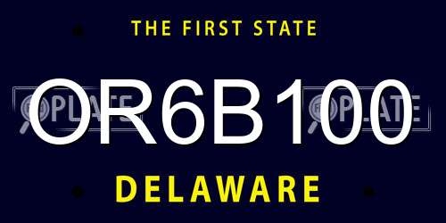 OR6B100 Delaware License Plate