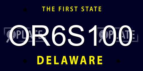 OR6S100 Delaware License Plate
