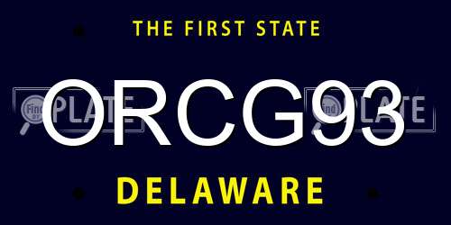 ORCG93 Delaware License Plate