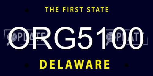 ORG5100 Delaware License Plate