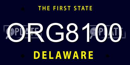 ORG8100 Delaware License Plate