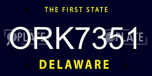 ORK7351 Delaware License Plate