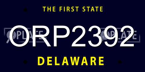 ORP2392 Delaware License Plate