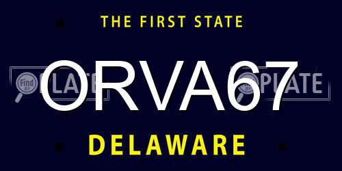 ORVA67 Delaware License Plate
