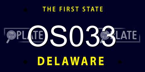 OS033 Delaware License Plate