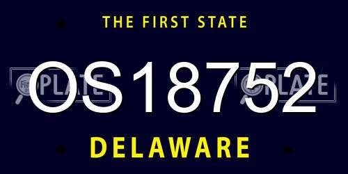 OS18752 Delaware License Plate