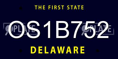 OS1B752 Delaware License Plate