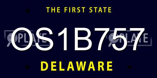 OS1B757 Delaware License Plate