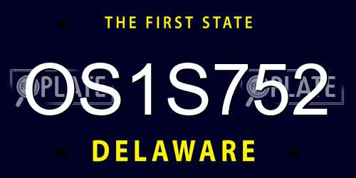 OS1S752 Delaware License Plate