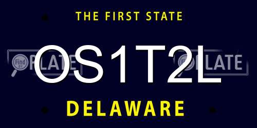 OS1T2L Delaware License Plate