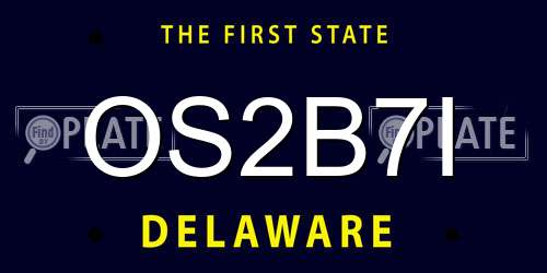 OS2B7I Delaware License Plate