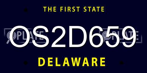 OS2D659 Delaware License Plate