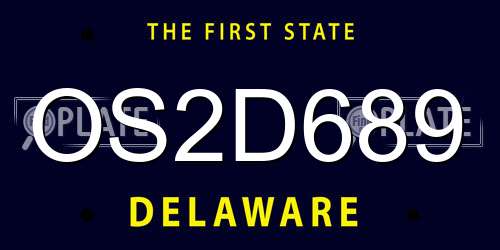 OS2D689 Delaware License Plate