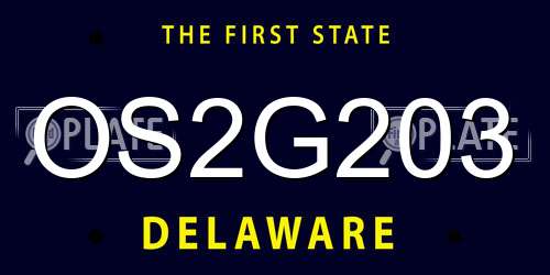 OS2G203 Delaware License Plate