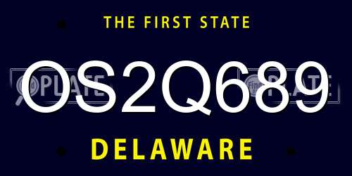 OS2Q689 Delaware License Plate