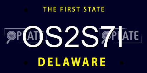 OS2S7I Delaware License Plate