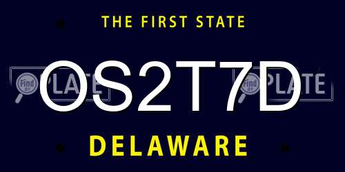 OS2T7D Delaware License Plate