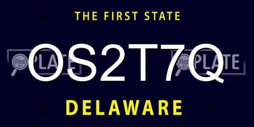 OS2T7Q Delaware License Plate