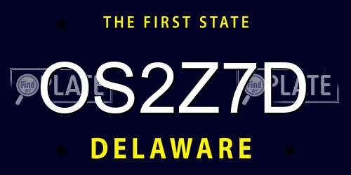 OS2Z7D Delaware License Plate