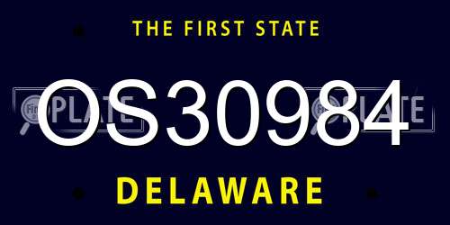 OS30984 Delaware License Plate