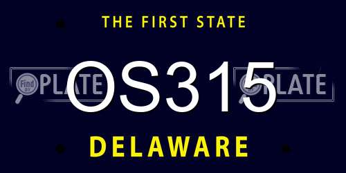 OS315 Delaware License Plate